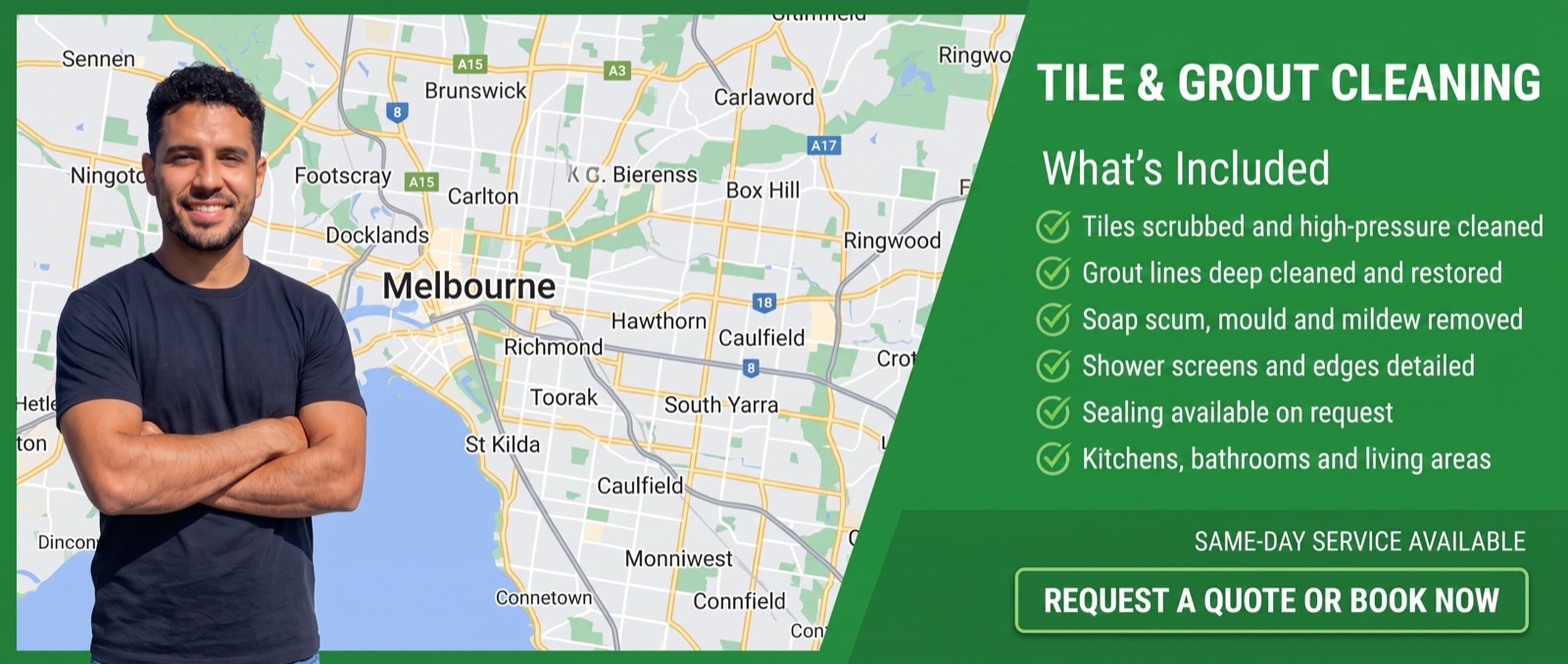 What a HireJuno tile & grout cleaning covers as standard